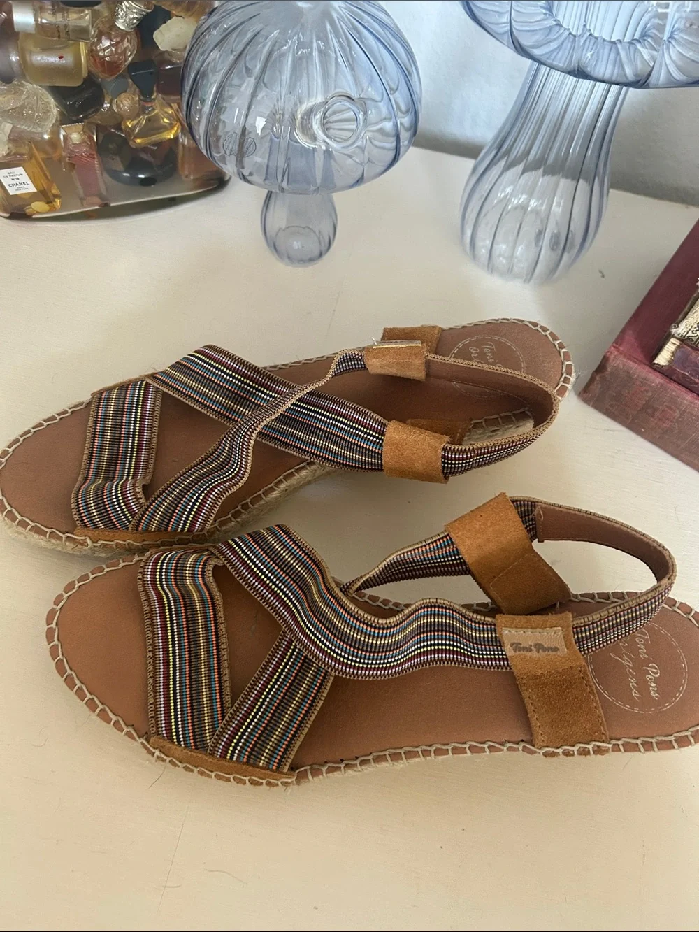 Women’s Toni Pons Tan Espadrille Sandals with Multicolor Straps